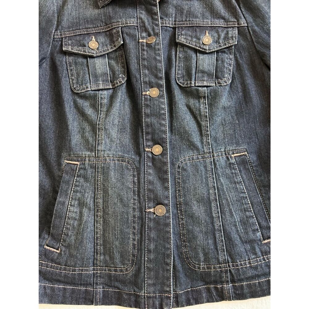 Tommy Hilfiger Dark Wash Denim Jacket Tailored Fit Medium Women’s - Picture 6 of 14